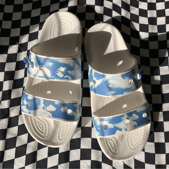 Nwot Crocs Sandals Cloud Print Size 8 